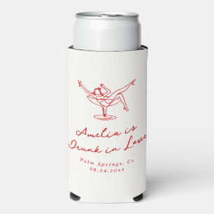 Whimsical Hand Drawn Red Bachelorette Seltzer Can Cooler