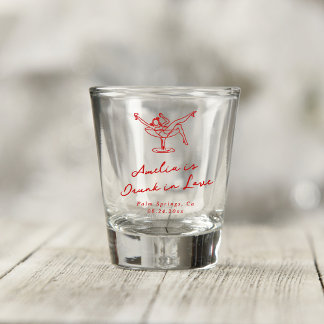 Whimsical Hand Drawn Red Bachelorette Shot Glass