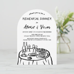 Whimsical Hand Drawn Rehearsal Dinner Table Custom Invitation