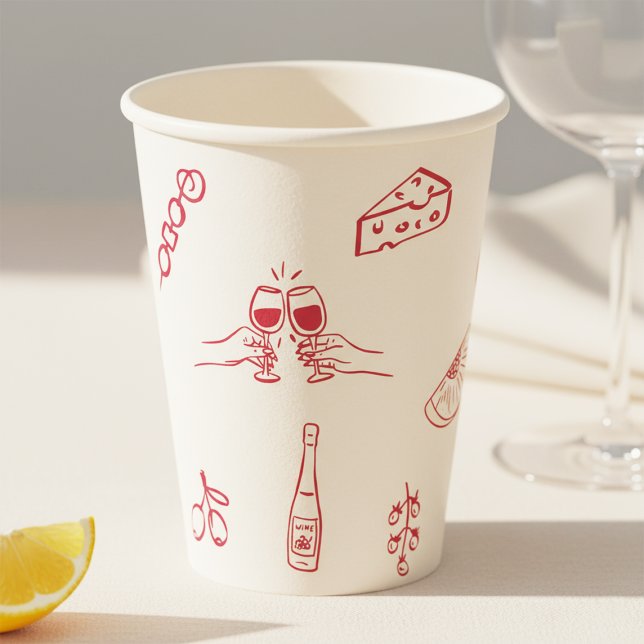 Whimsical Hand Drawn Retro Bridal Shower Paper Cups (Creator Uploaded)