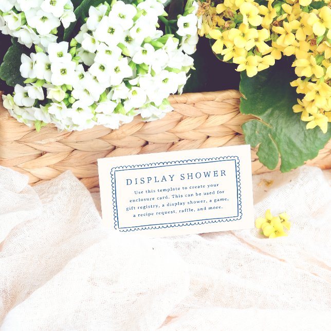 Whimsical Hand Drawn Retro Frame Bridal Shower Enclosure Card (Card Front Mock-up)