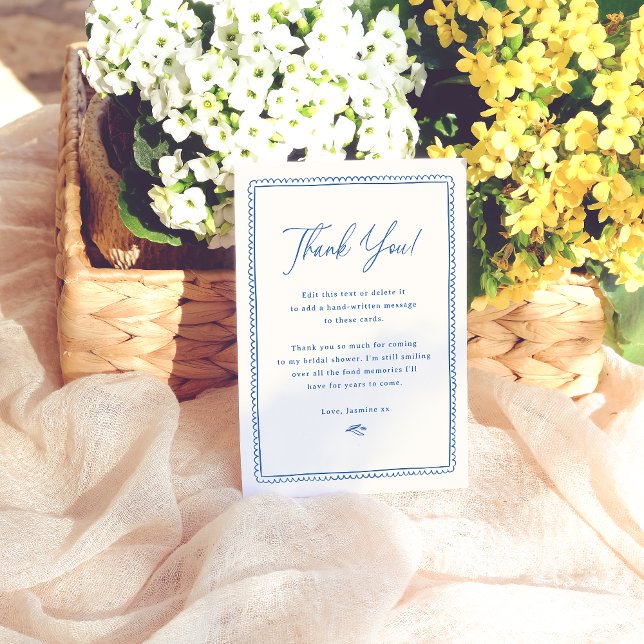Whimsical Hand Drawn Retro Frame Bridal Shower Thank You Card (Card Front Mock-up)