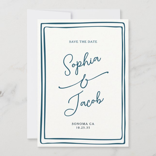 Whimsical Hand Drawn Save The Date Wedding (Front)