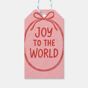 Whimsical Hand-Drawn Scribble Christmas Red Pink Gift Tags
