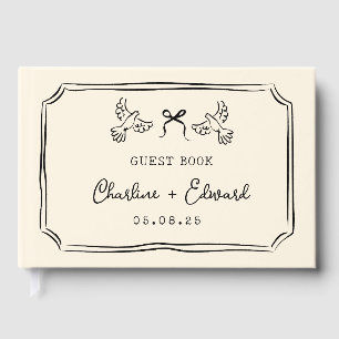 Whimsical Hand Drawn Scribble  Wedding  Guest Book