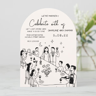 Whimsical Hand Drawn Scribble Wedding Invitation