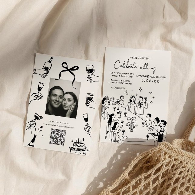 Whimsical Hand Drawn Scribble Wedding Invitation (Creator Uploaded)