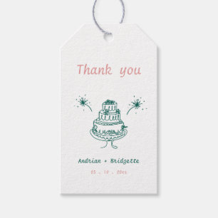 Whimsical Hand Drawn Scribble Wedding Thank You Gift Tags