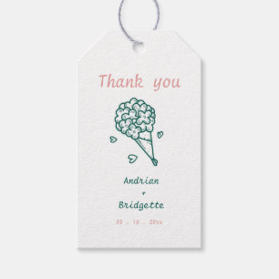 Whimsical Hand Drawn Scribble  Wedding Thank You Gift Tags