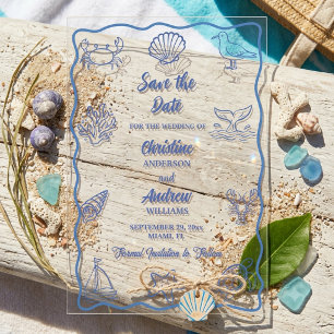Whimsical Hand Drawn Sea Life Save the Date