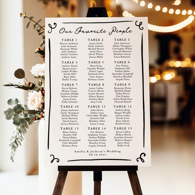 Whimsical Hand Drawn Seating Chart 15 Tables Foam Board (Creator Uploaded)