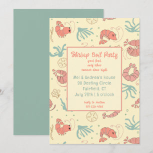 Whimsical Hand Drawn Shrimp Summer Party Invitation