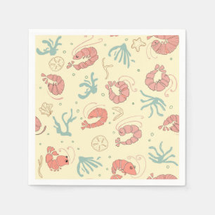 Whimsical Hand Drawn Shrimp Summer Party Napkins