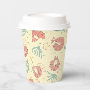 Whimsical Hand Drawn Shrimp Summer Party Paper Cups