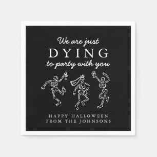 Whimsical Hand Drawn Skeletons Halloween Party Napkins