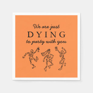 Whimsical Hand Drawn Skeletons Halloween Party Napkins