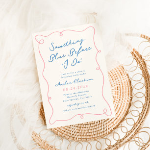 Whimsical Hand Drawn Something Blue Bridal Shower Invitation