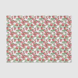 Whimsical Hand-Drawn Strawberry Pattern Watercolor Tissue Paper