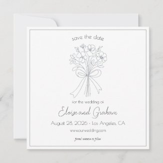 Whimsical Hand Drawn Style Flower and Bow Wedding