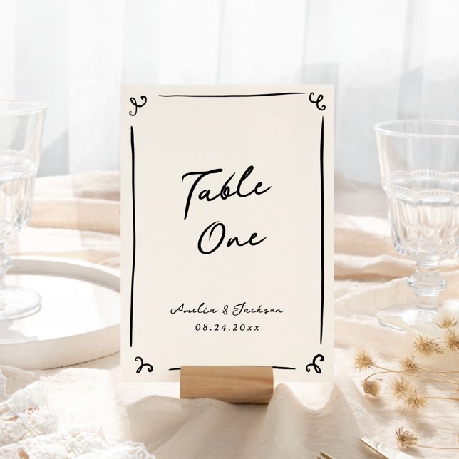 Whimsical Hand Drawn Table Card (Creator Uploaded)