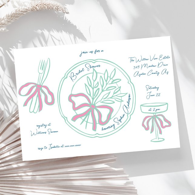 Whimsical Hand Drawn Table Setting Bridal Shower Invitation (Creator Uploaded)