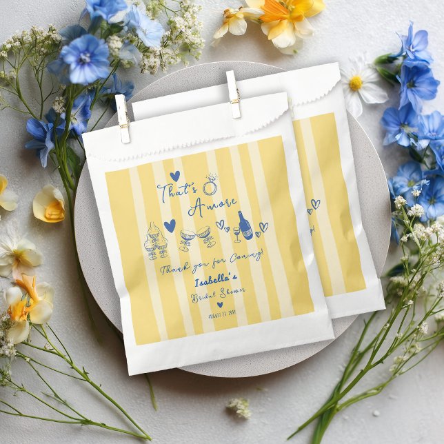Whimsical Hand Drawn That's Amore Bridal Shower Favor Bag (Creator Uploaded)