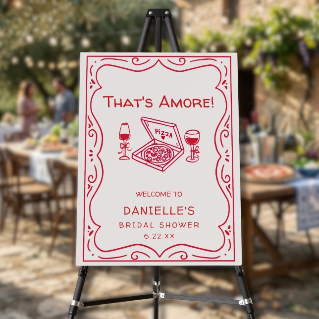 Whimsical Hand Drawn That's Amore Bridal Shower Foam Board (Creator Uploaded)
