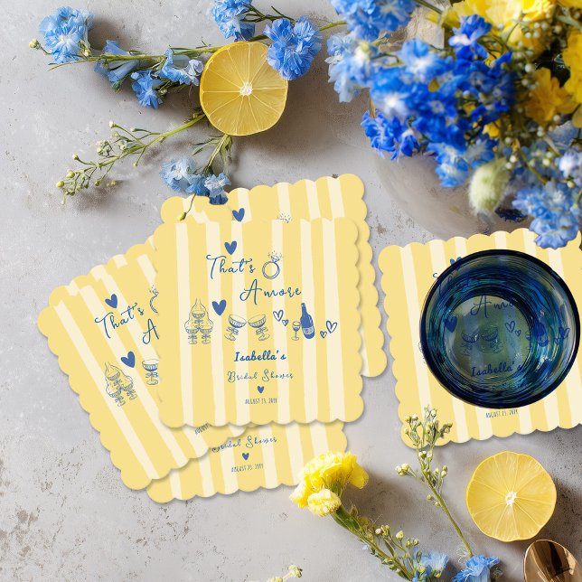 Whimsical hand drawn That's amore Bridal Shower Paper Coaster (Creator Uploaded)