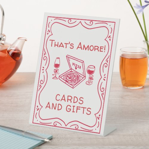 Whimsical Hand Drawn That's Amore Bridal Shower Pedestal Sign