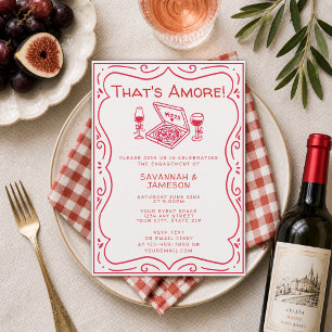 Whimsical Hand Drawn That's Amore Engagement Party Invitation