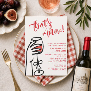Whimsical Hand Drawn That's Amore Engagement Party Invitation