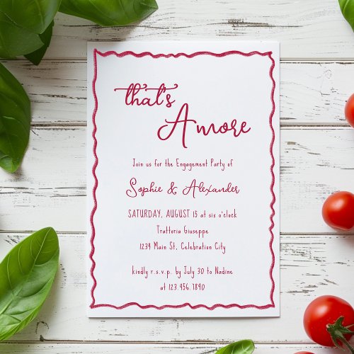 Whimsical Hand Drawn Thats Amore Italy Engagement Invitation