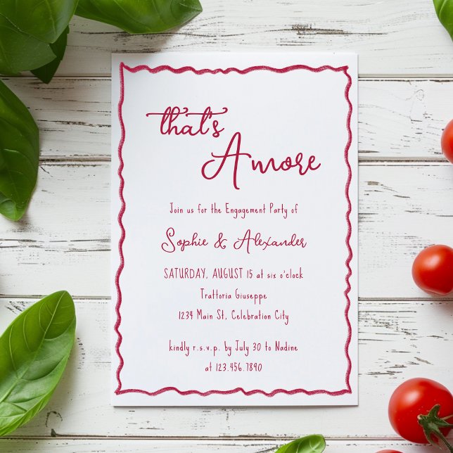 Whimsical Hand Drawn That's Amore Italy Engagement Invitation (Creator Uploaded)