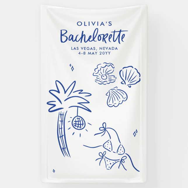 Whimsical hand drawn toast toast on the coast banner (Vertical)