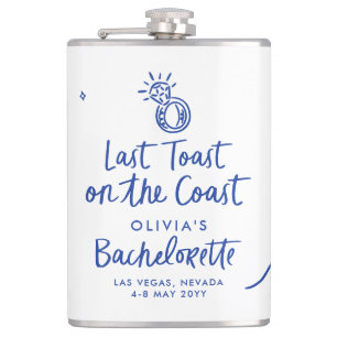 Whimsical hand drawn toast toast on the coast flask