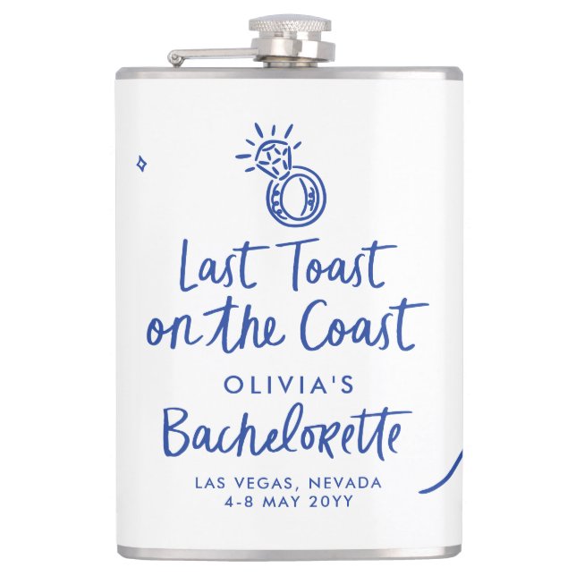Whimsical hand drawn toast toast on the coast flask (Front)