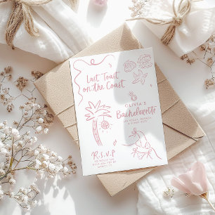 Whimsical hand drawn toast toast on the coast invi invitation