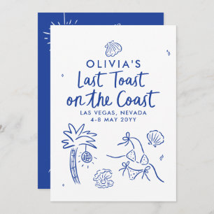 Whimsical hand drawn toast toast on the coast invitation