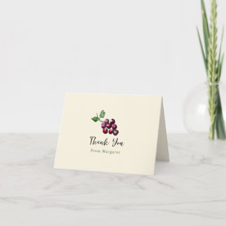 Whimsical Hand-Drawn Vineyard Wine Grapes Vineyard Thank You Card