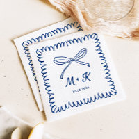 Whimsical Hand drawn wavy border bow Napkins