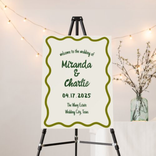 Whimsical Hand Drawn Wavy Border Welcome Sign