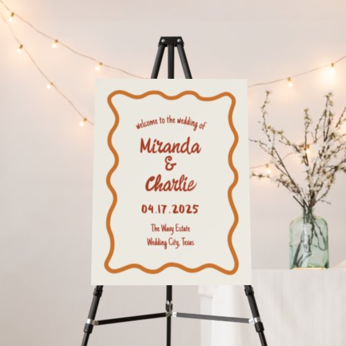 Whimsical Hand Drawn Wavy Border Welcome Sign