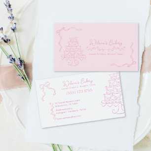 Whimsical Hand Drawn Wedding Cake Bakary Business Card
