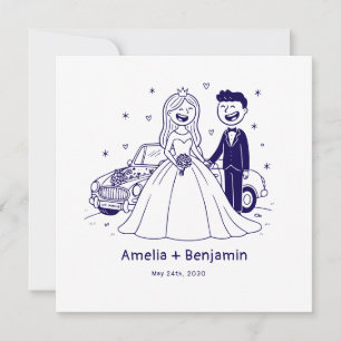 Whimsical Hand Drawn Wedding Couple Wedding
