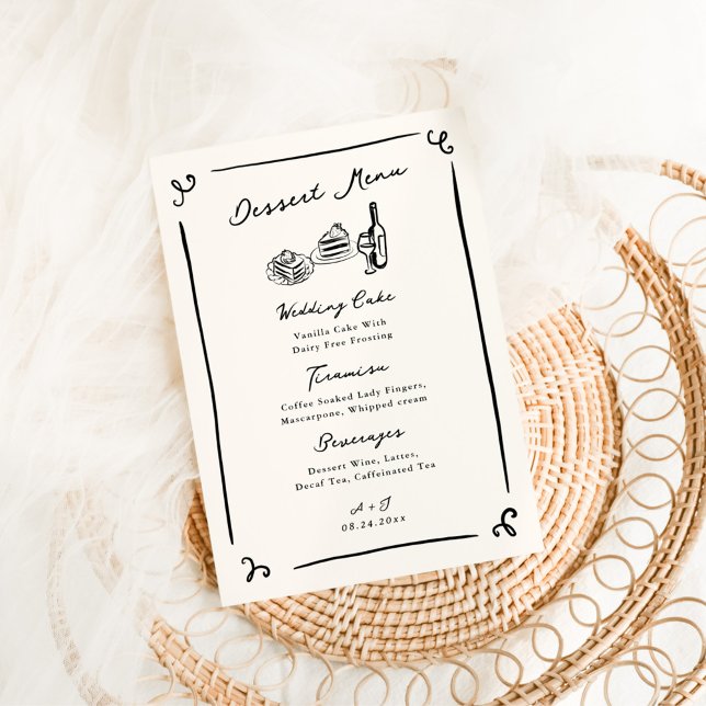 Whimsical Hand Drawn Wedding Dessert Menu (Creator Uploaded)