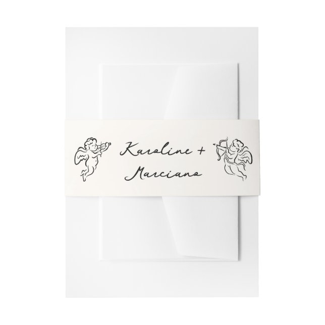 Whimsical Hand Drawn Wedding Doodles Invitation Belly Band (Front Example)