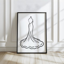 Whimsical Hand-Drawn Wedding Dress Sketch Art