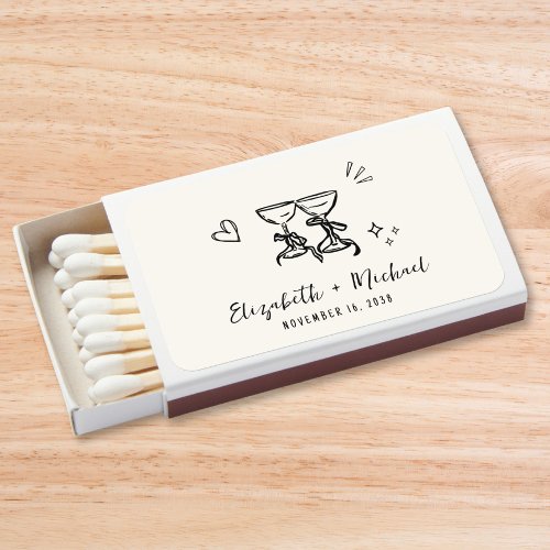 Whimsical Hand Drawn Wedding Favor Matchboxes