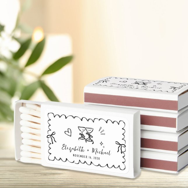 Whimsical Hand Drawn Wedding Favor Matchboxes (Creator Uploaded)