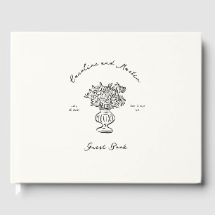 Whimsical, hand drawn wedding guest book